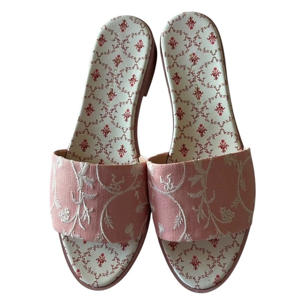 Hill House The Summer Slide Sandals In Pink Embroidery Size 41 EU - Picture 2 of 6